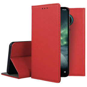 Кожен калъф тефтер и стойка Magnetic FLEXI Book Style за Nokia 5.4 червен  